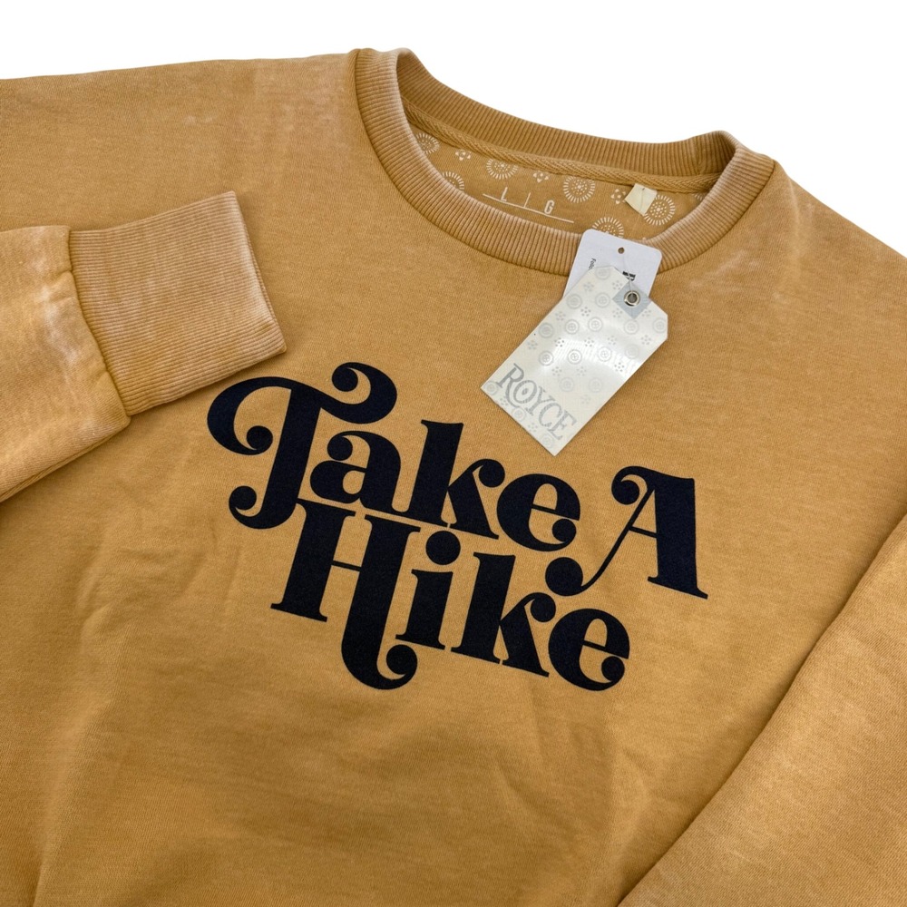 Royce Take A Hike La Jolla Burn Washed Oversized Sweatshirt Yellow Large NEW